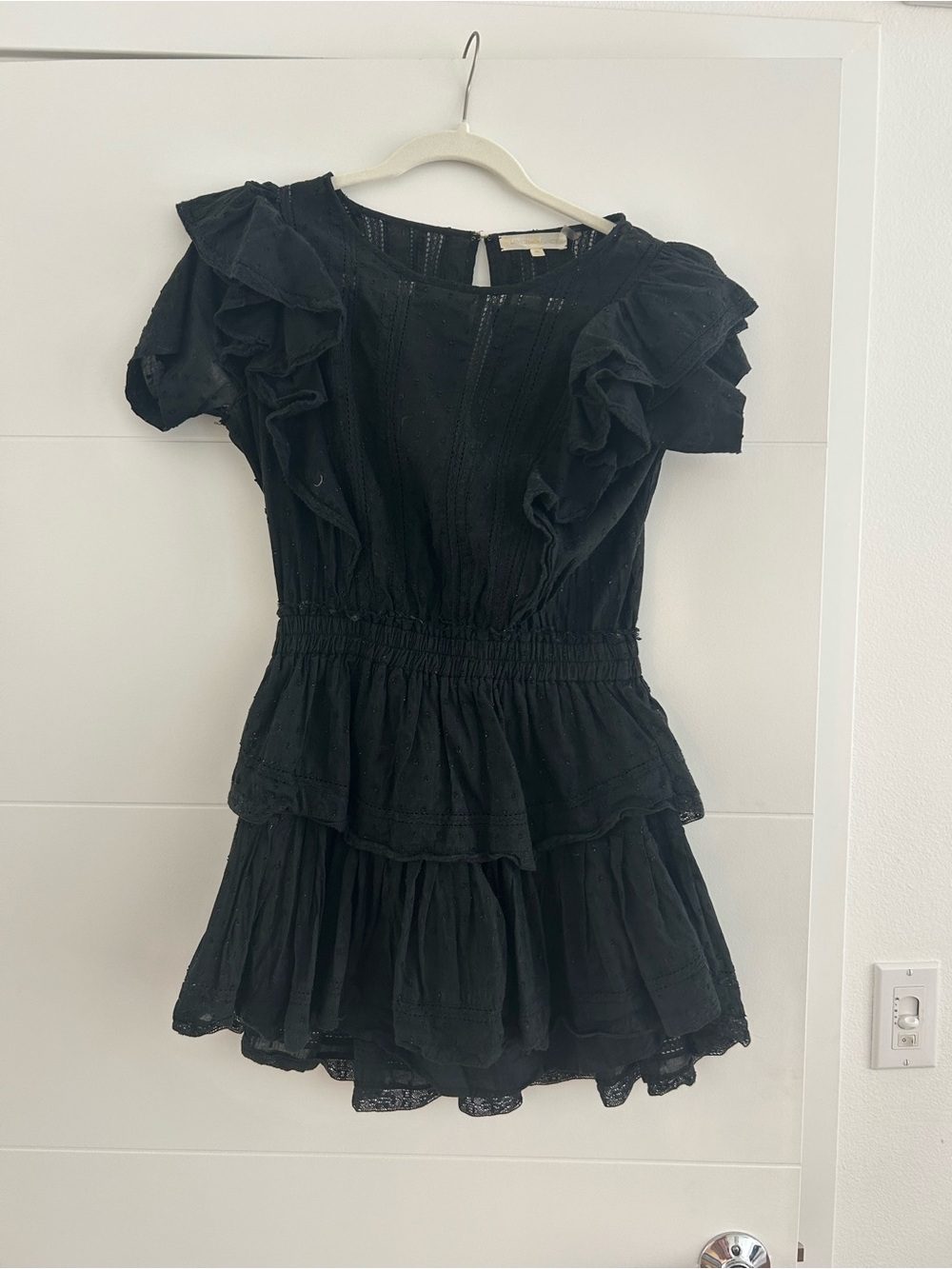 LoveShackFancy Black Natasha Heritage Mini Dress
